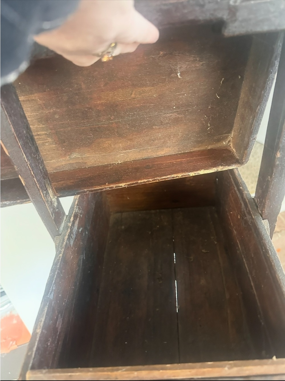 Vintage Wooden Storage Box - Dark Brown